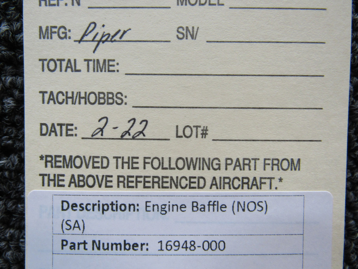 16948-000 Piper Engine Baffle (NEW OLD STOCK) (SA) BAS Part Sales | Airplane Parts