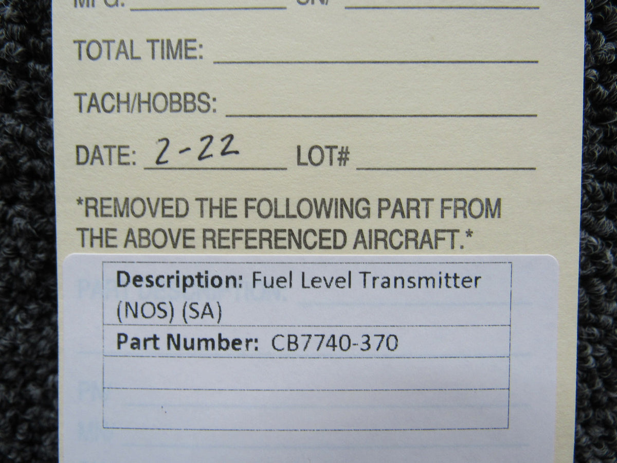 CB7740-370 Fuel Level Transmitter (NEW OLD STOCK) (SA) BAS Part Sales | Airplane Parts