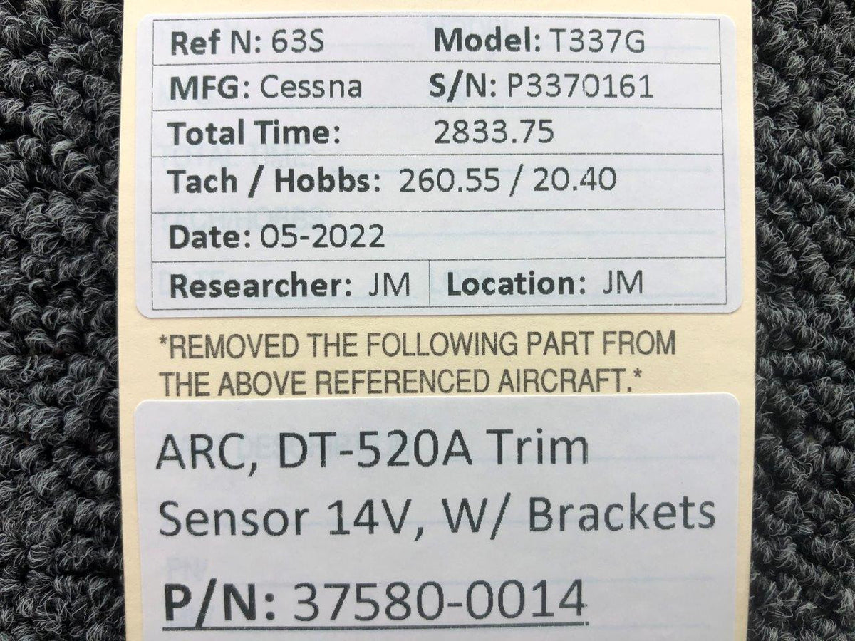 37580-0014 ARC DT-520A Trim Sensor Assy W/ Brackets (Volts: 14) BAS Part Sales | Airplane Parts