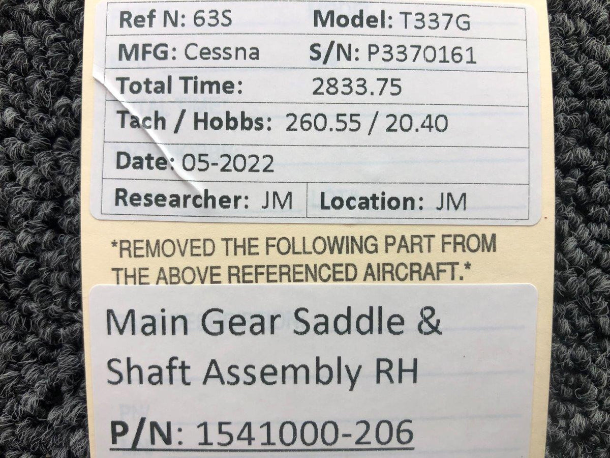 1541000-206 Cessna T337G Main Gear Saddle and Shaft Assembly RH BAS Part Sales | Airplane Parts