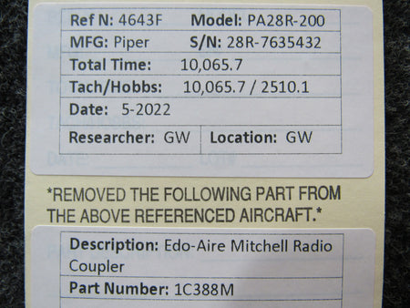 1C388M Edo-Aire / Mitchell Radio Coupler BAS Part Sales | Airplane Parts