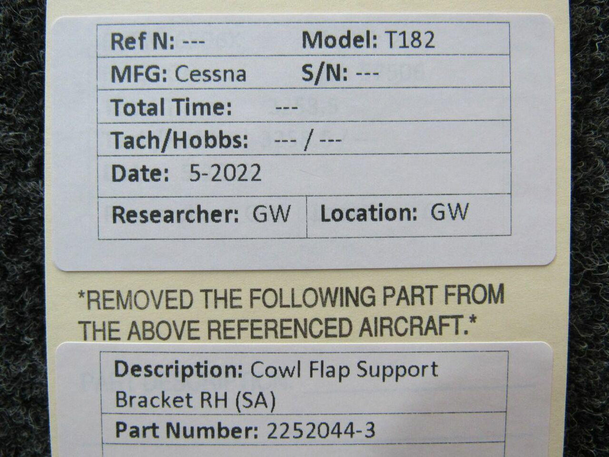 2252044-3 Cessna T182 Cowl Flap Support Bracket RH BAS Part Sales | Airplane Parts