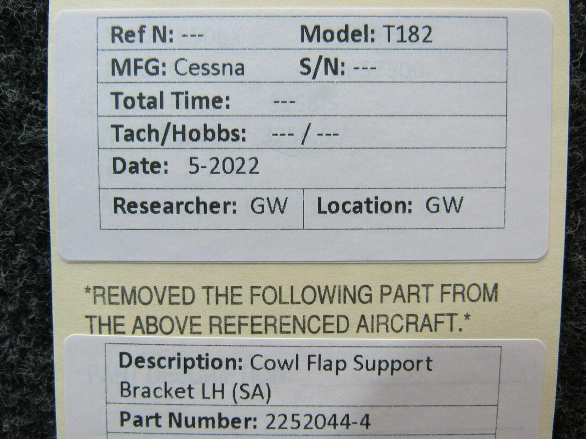 Cessna Aircraft Parts 2252044-4 Cessna T182 Cowl Flap Support Bracket LH