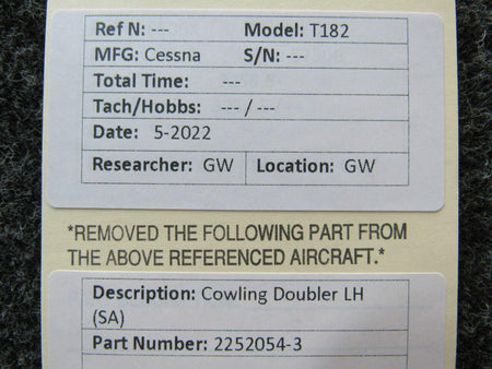 2252054-3 Cessna T182 Cowling Doubler LH BAS Part Sales | Airplane Parts