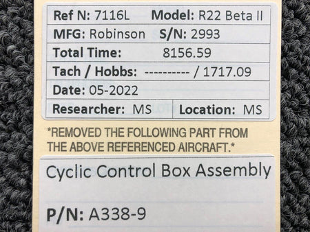 A338-9 Robinson R22 Cyclic Control Box Assembly BAS Part Sales | Airplane Parts