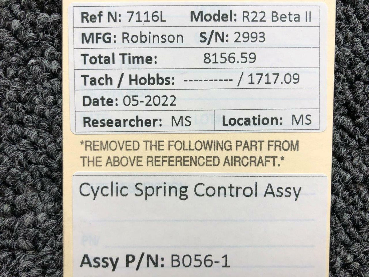 B056-1 Robinson R22 Cyclic Spring Control Assembly BAS Part Sales | Airplane Parts
