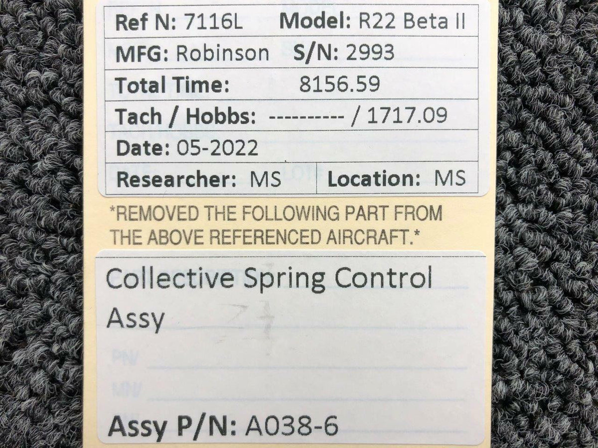 Robinson A038-6 Robinson R22 Collective Spring Control Assembly