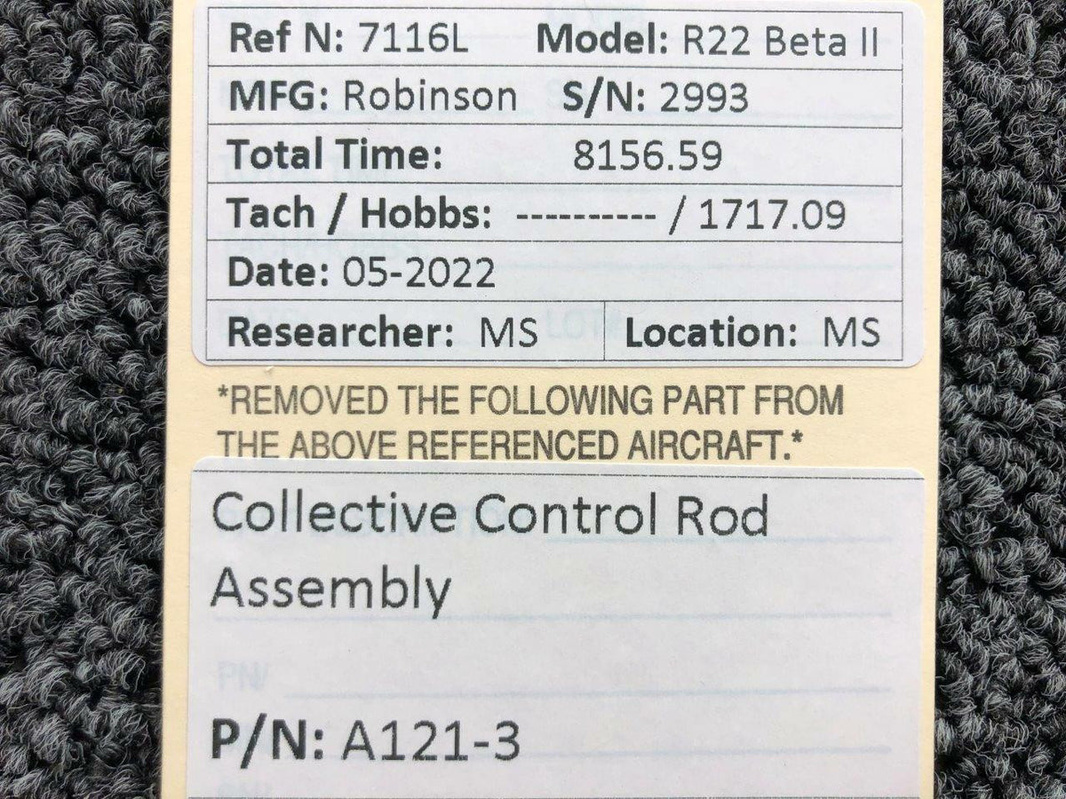 Robinson A121-3 Robinson R22 Collective Control Rod Assembly