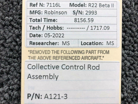 Robinson A121-3 Robinson R22 Collective Control Rod Assembly