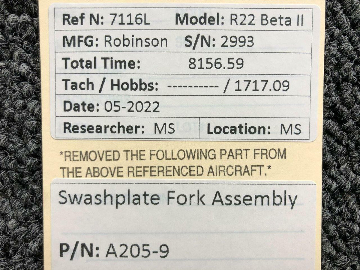 Robinson A205-9 Robinson R22 Swashplate Fork Assembly