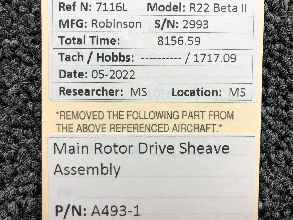 Robinson A493-1 Robinson R22 Main Rotor Drive Sheave Assembly