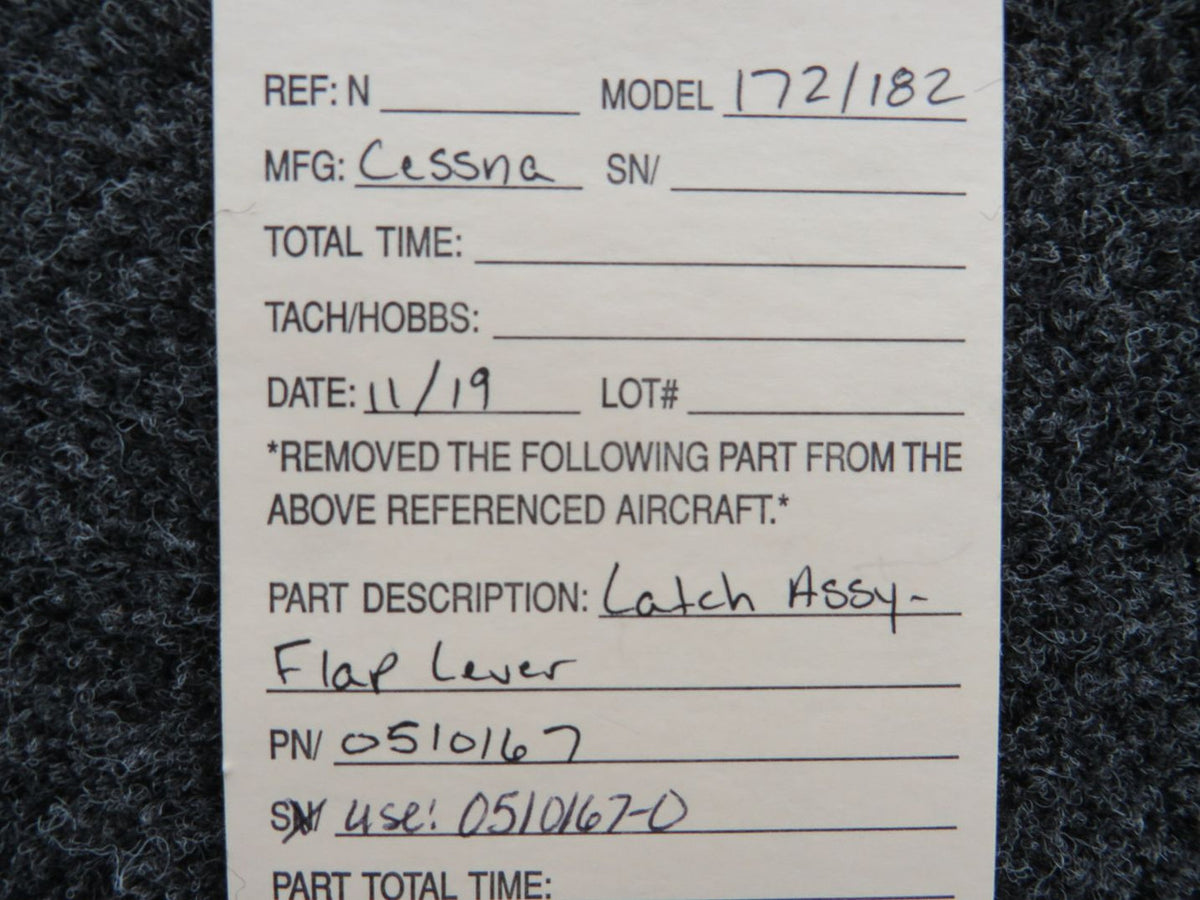 0510167 (USE: 0510167-0) Cessna 172 / 182 Flap Lever Latch Assembly BAS Part Sales | Airplane Parts