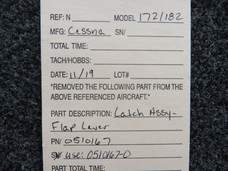 0510167 (USE: 0510167-0) Cessna 172 / 182 Flap Lever Latch Assembly BAS Part Sales | Airplane Parts
