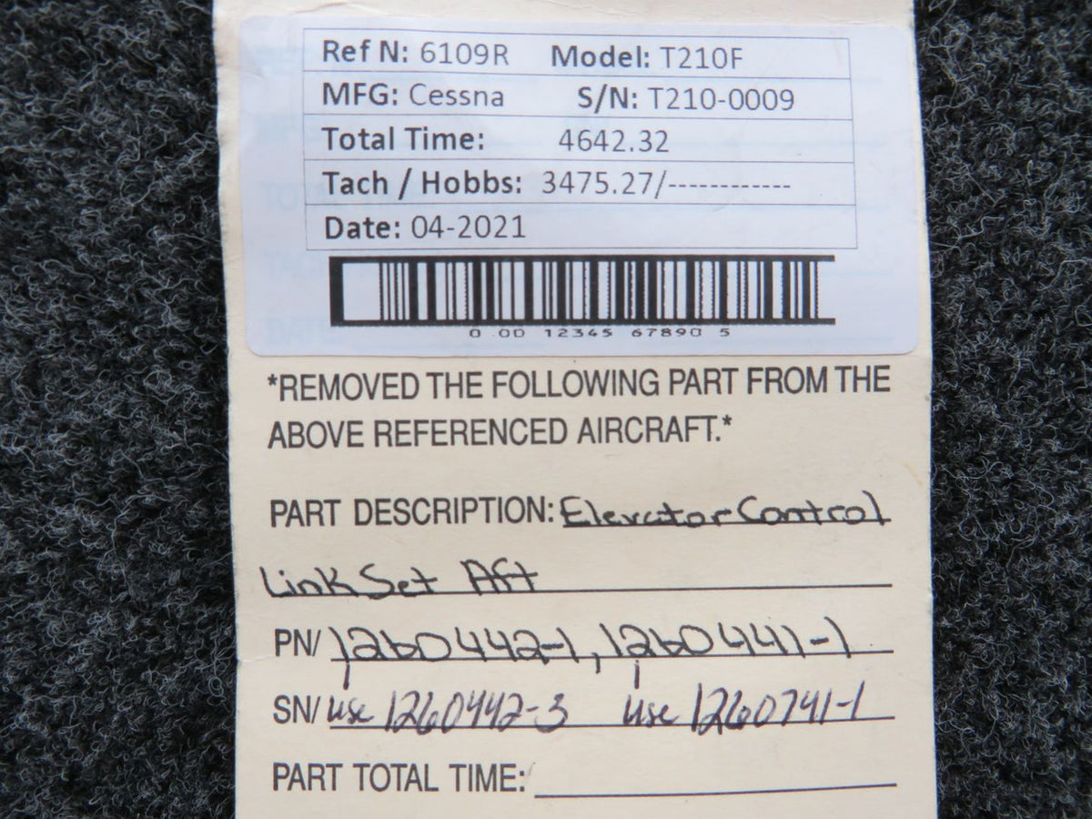 1260442-1 / 1260441-1 Cessna T210F Elevator Link Set Aft BAS Part Sales | Airplane Parts