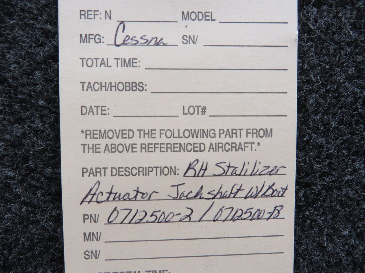 0712500-2 / 0712500-18 Cessna Stabilizer Actuator Jackshaft W/ Boot BAS Part Sales | Airplane Parts