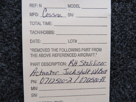 0712500-2 / 0712500-18 Cessna Stabilizer Actuator Jackshaft W/ Boot BAS Part Sales | Airplane Parts