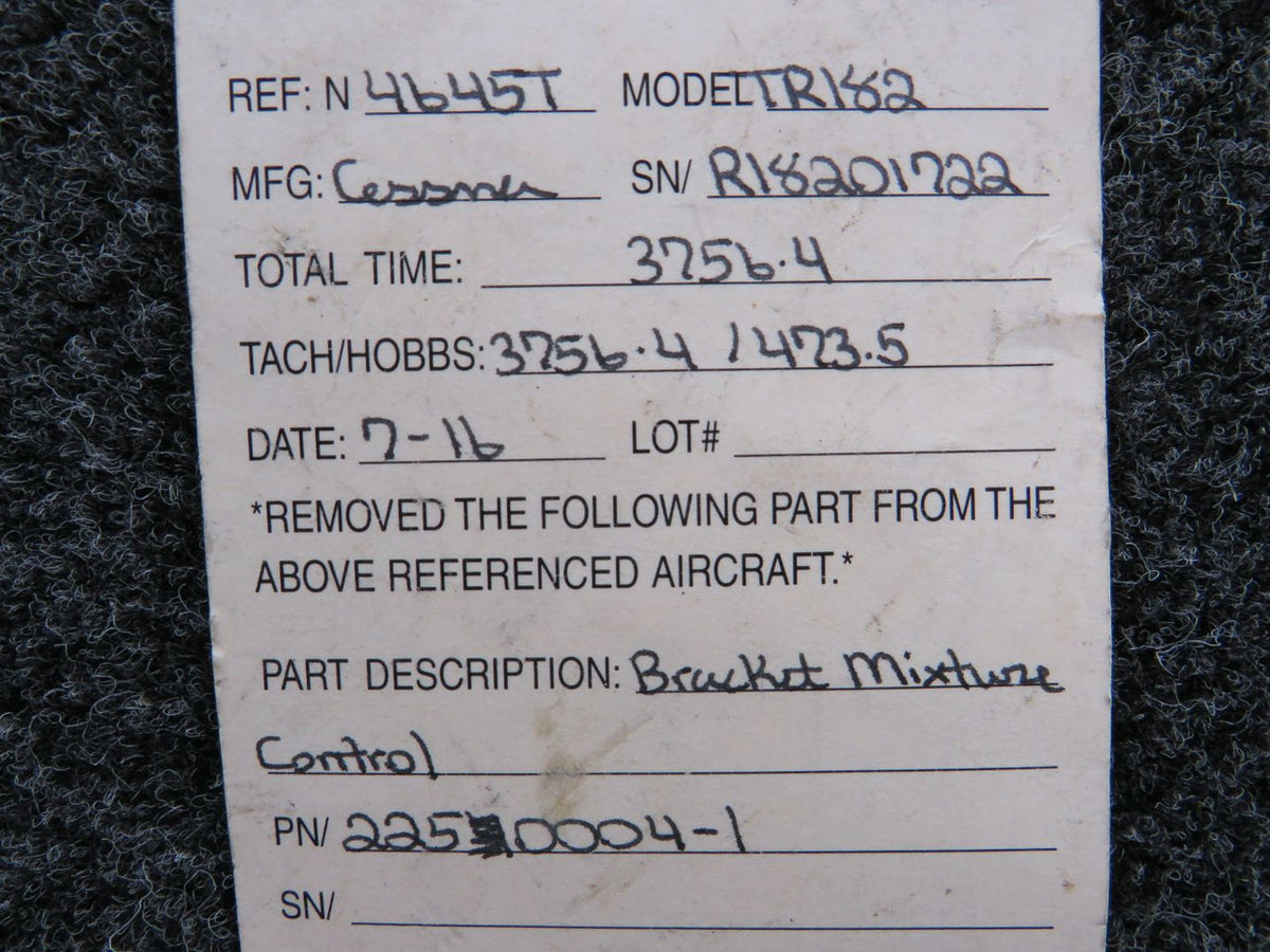 2250004-1 Cessna TR182 Mixture Control Bracket BAS Part Sales | Airplane Parts