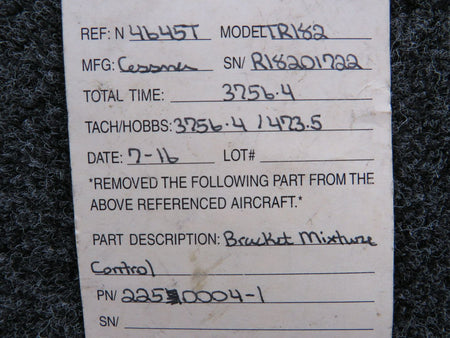 2250004-1 Cessna TR182 Mixture Control Bracket BAS Part Sales | Airplane Parts
