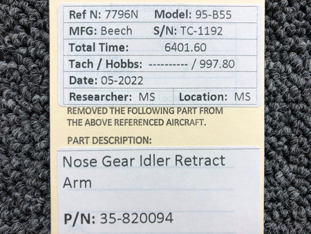 35-820094 Beechcraft 95-B55 Nose Gear Idler Arm Retract BAS Part Sales | Airplane Parts