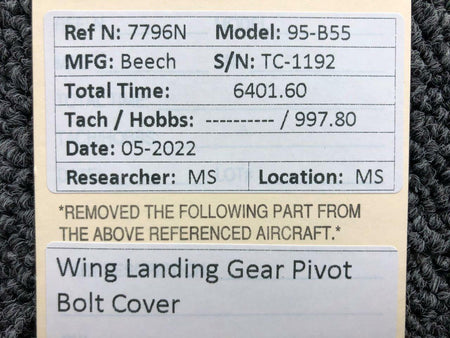 Beechcraft Parts Beechcraft 95-B55 Wing Landing Gear Pivot Bolt Cover
