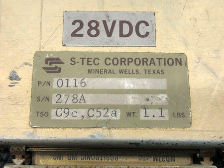 S-Tec 0116 S-Tec Pilot Stabilization System Volts 28 CORE