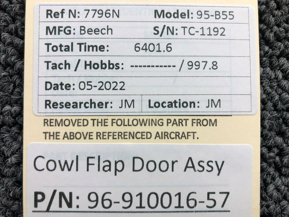 Beechcraft Parts 96-910016-57 Beechcraft 95-B55 Cowl Flap Door Assembly