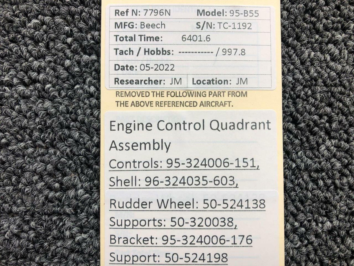 Beechcraft Parts 95-324006-151 / 96-324035-603 Beechcraft 95-B55 Engine Control Quadrant Assembly