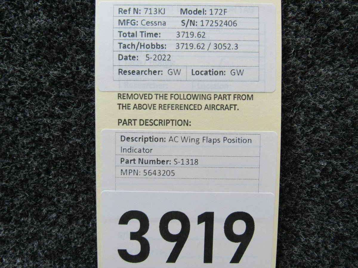 AC Products S-1318 MPN 5643205 AC Wing Flaps Position Indicator