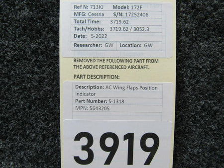 AC Products S-1318 MPN 5643205 AC Wing Flaps Position Indicator