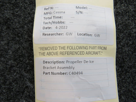 C40494 Cessna Propeller De-Ice Bracket Assembly (M22) BAS Part Sales | Airplane Parts