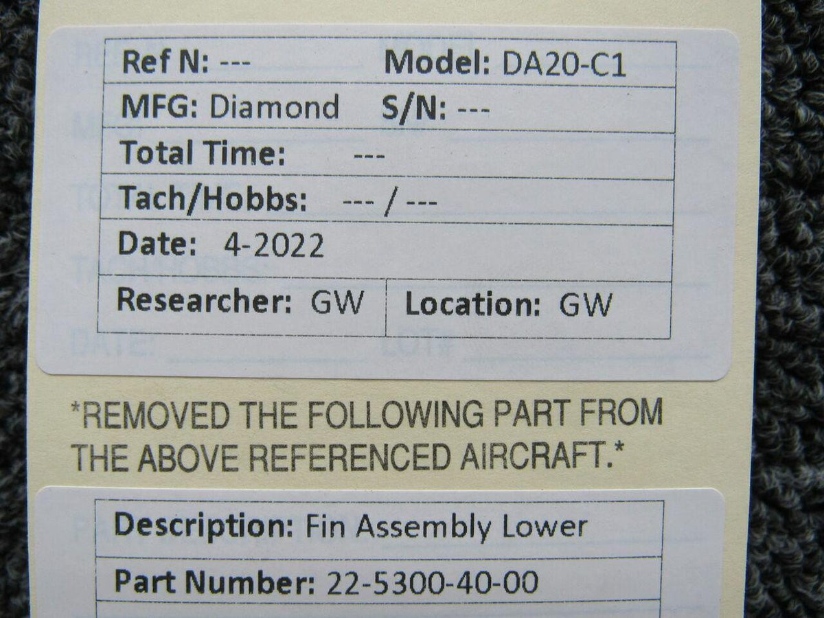 Diamond 22-5300-40-00 Diamond DA20-C1 Fin Assembly Lower M22