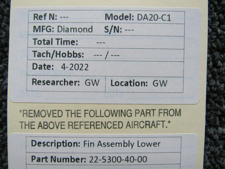 Diamond 22-5300-40-00 Diamond DA20-C1 Fin Assembly Lower M22