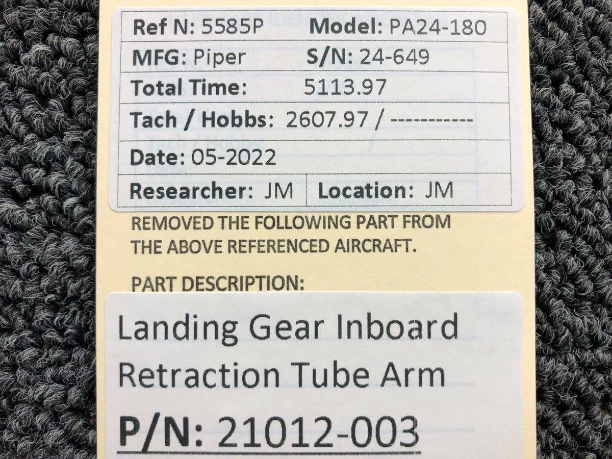 Piper Aircraft Parts 21012-003 Piper PA24-180 Landing Gear Inboard Retraction Tube Arm