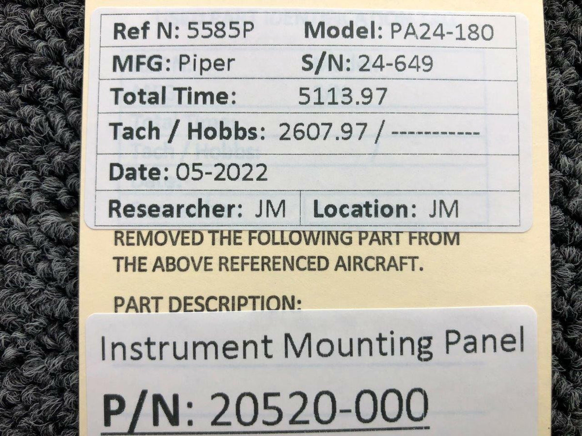Piper Aircraft Parts 20520-000 Piper PA24-180 Instrument Mounting Panel Assembly