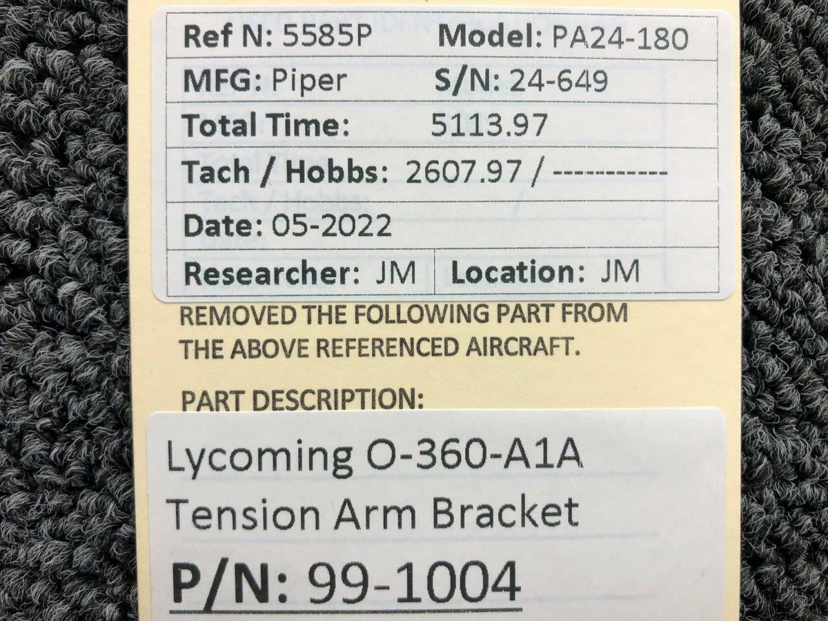 99-1004 Lycoming O-360-A1A Tension Arm Bracket BAS Part Sales | Airplane Parts