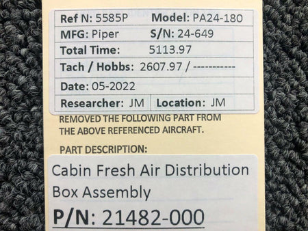 Piper Aircraft Parts 21482-000 Piper PA24-180 Cabin Fresh Air Distribution Box Assembly