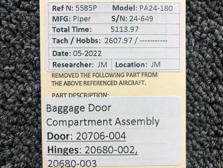 20706-004 / 20680-003 Piper PA24-180 Baggage Compartment Door Assembly BAS Part Sales | Airplane Parts