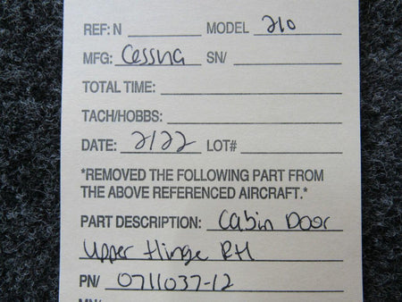 Cessna Aircraft Parts 0711037-12 Cessna 210 Cabin Door Hinge Upper RH