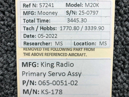 King Radio 065-0051-02 King Radio KS-178 Primary Servo Assembly