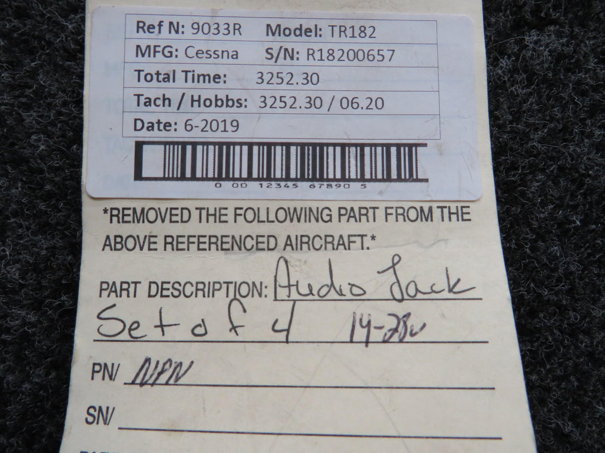 Cessna Aircraft Parts Cessna TR182 Audio Jack Set of 4 Volts 14-28
