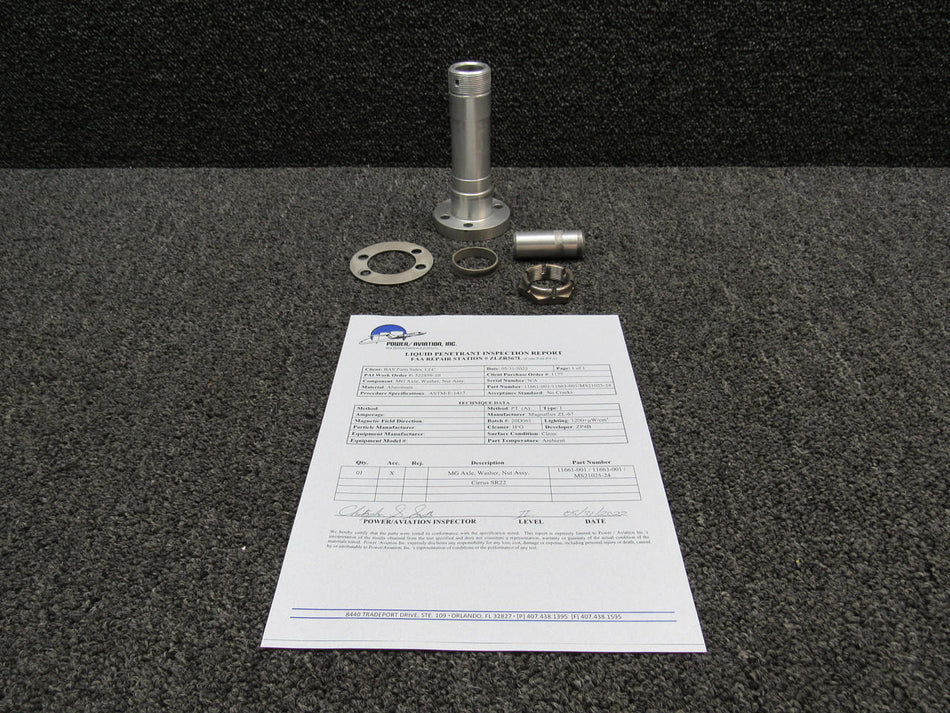 Cirrus Aircraft Parts and Accessories 11661-001 / 11663-001 Cirrus SR22 Axle Assembly W/ Magnaflux and 8130-3