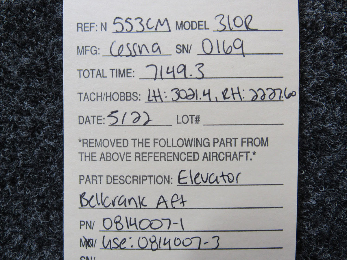 0814007-1 (Use: 0814007-3) Cessna 310R Elevator Bellcrank Aft BAS Part Sales | Airplane Parts