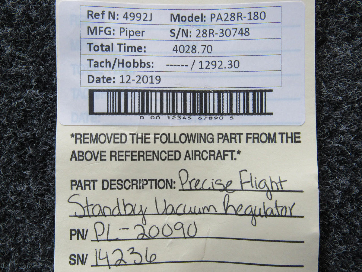 Precise Flight PL-20090 Precise Flight Standby Vacuum Regulator Minus Handle