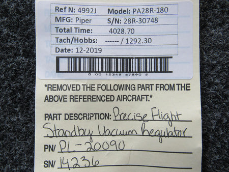 Precise Flight PL-20090 Precise Flight Standby Vacuum Regulator Minus Handle