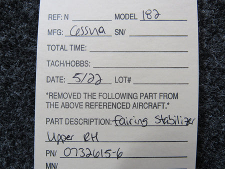 0732615-6 Cessna 182 Fairing Stabilizer Upper RH BAS Part Sales | Airplane Parts