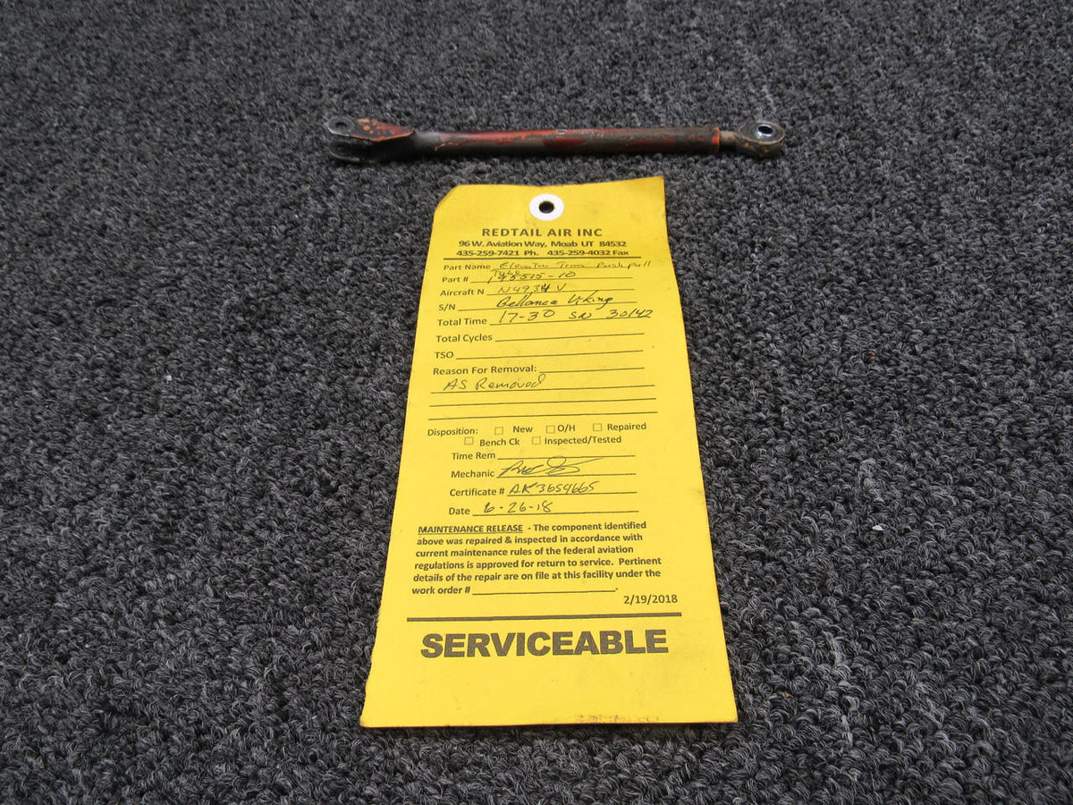 Bellanca 195515-10 Bellanca 17-30 Elevator Trim Push Pull Tube W/ Serviceable Tag
