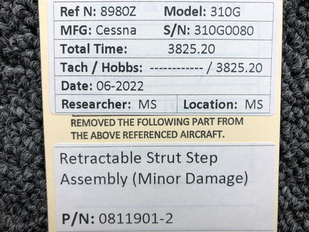 Cessna Aircraft Parts 0811901-2 Cessna 310G Retractable Strut Step Assembly