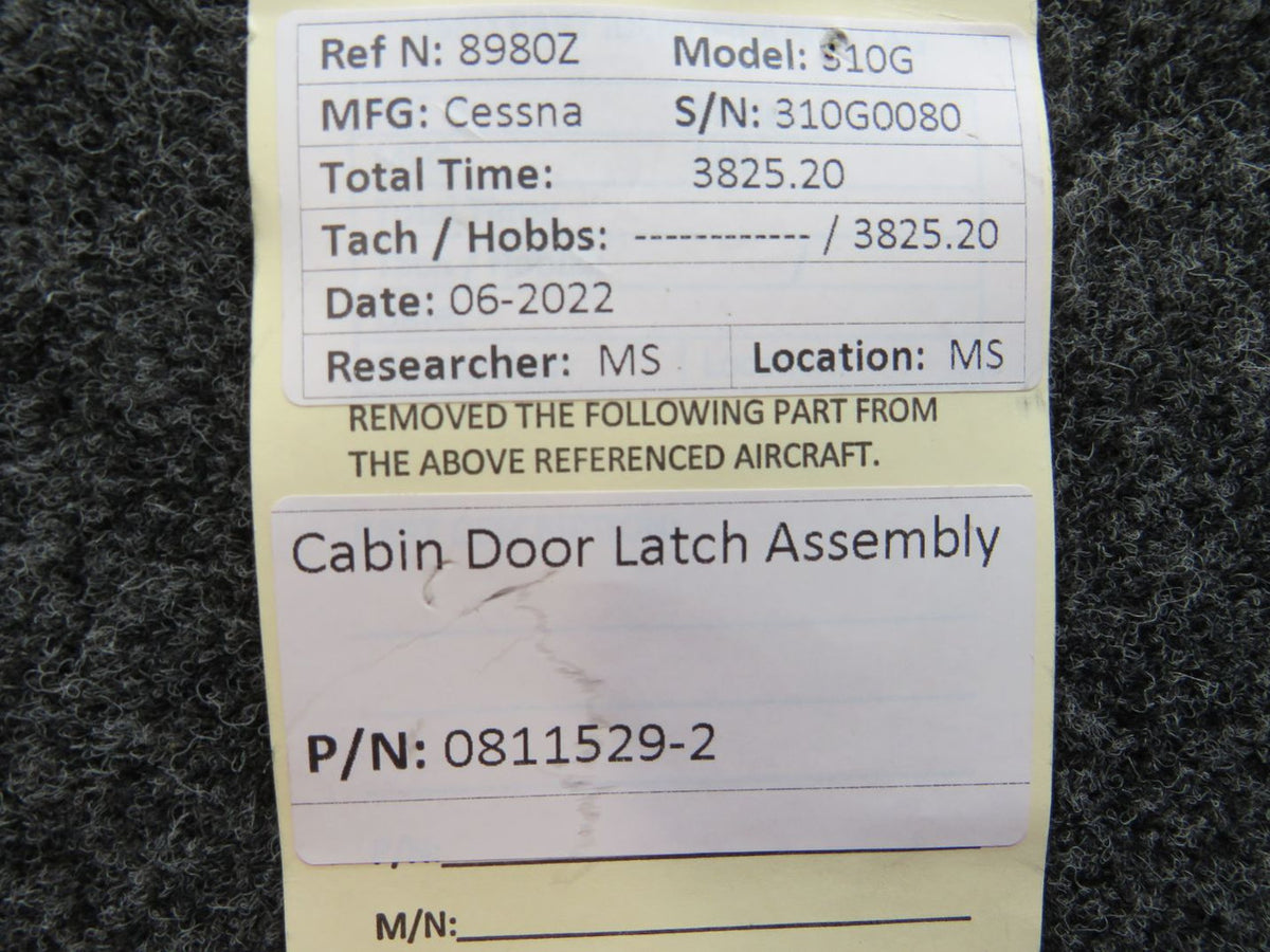 0811529-2 Cessna 310G Cabin Door Latch Assembly BAS Part Sales | Airplane Parts
