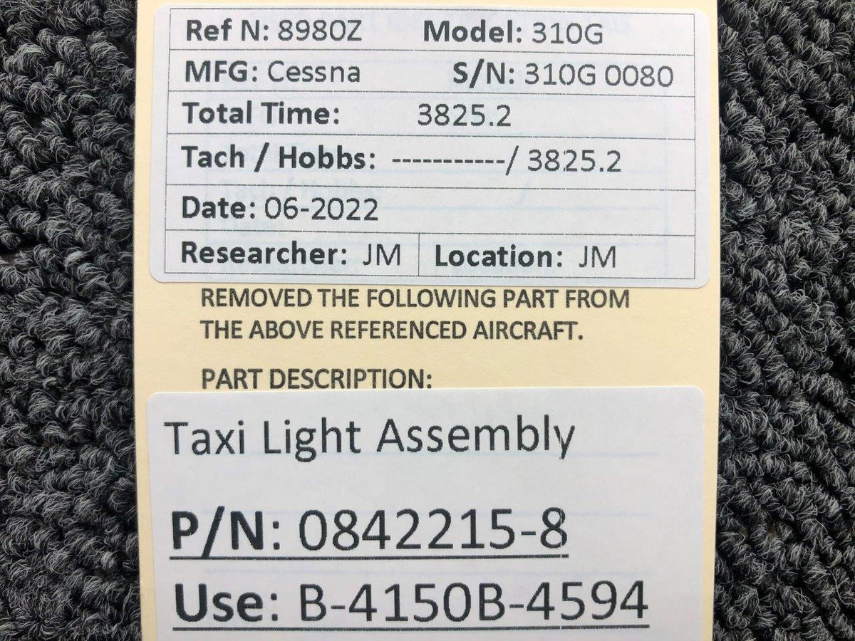 0842215-8 (USE: B-4150B-4594) Cessna 310G Taxi Light Assembly BAS Part Sales | Airplane Parts