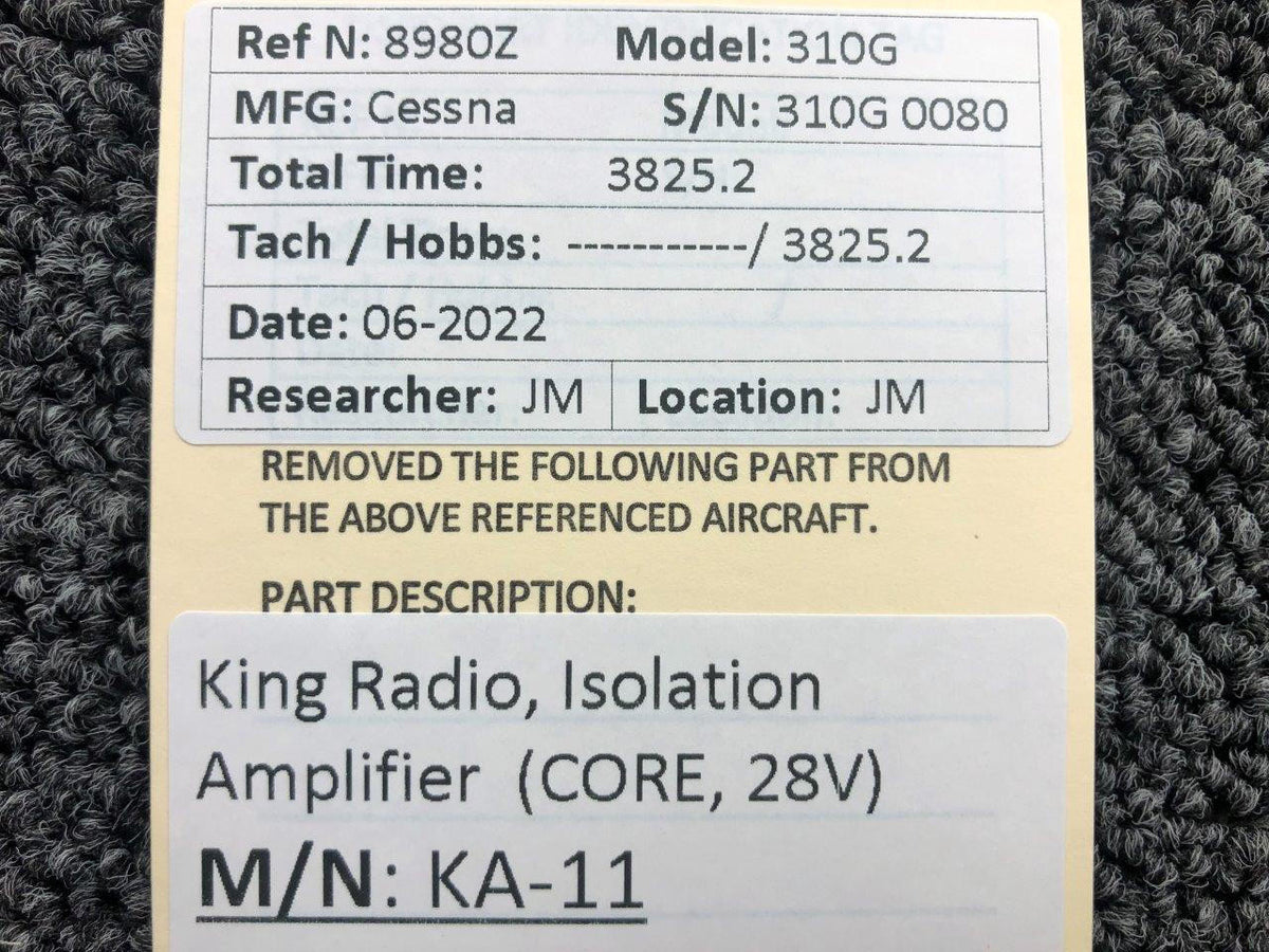 King Radio KA-11 King Radio Isolation Amplifier Assembly Volts 28 CORE